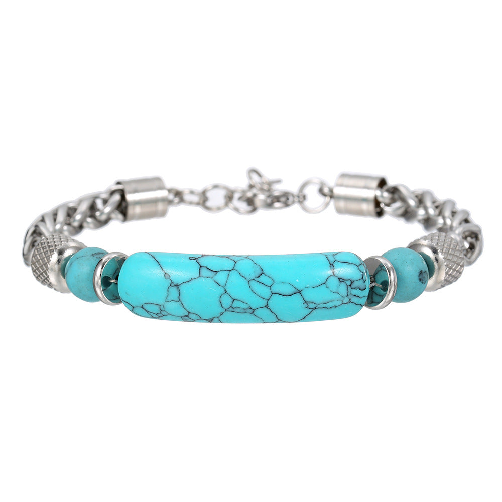 Wholesale Bridge Turquoise Bracelet Vintage Stainless Steel Chain